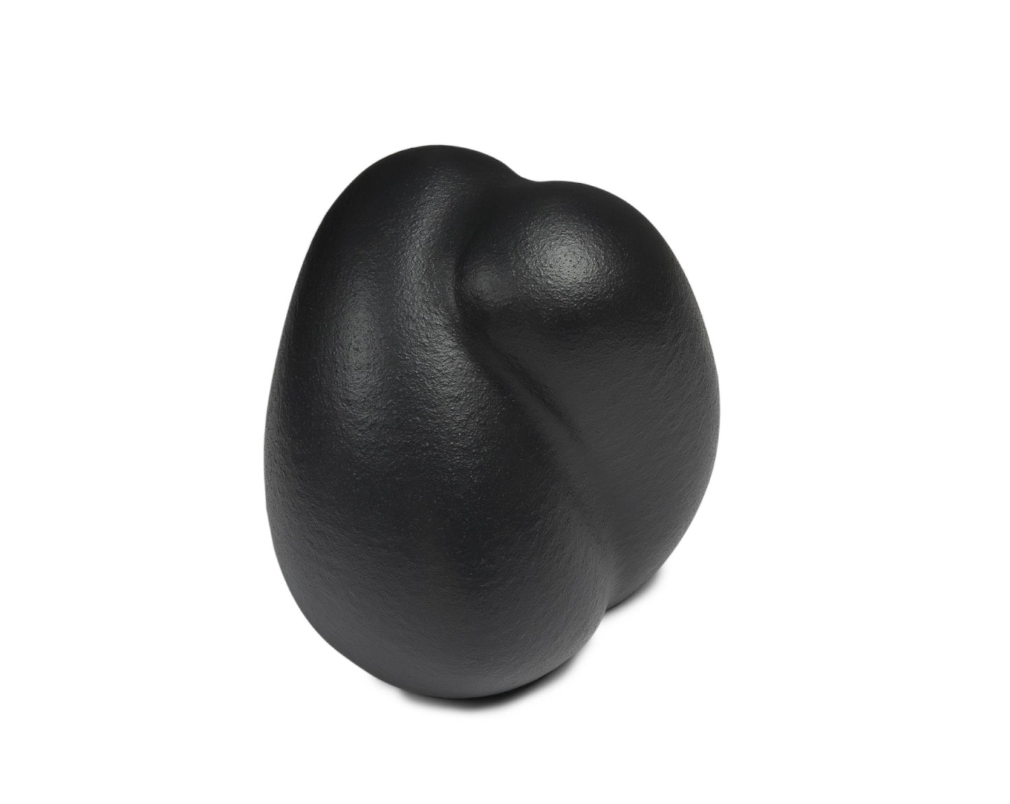 Zijaanzicht van de kleine donkerblauwe Embrace urn – modern Nederlands design