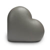 Vooraanzicht van de kleine grijze Heart urn – modern Nederlands design