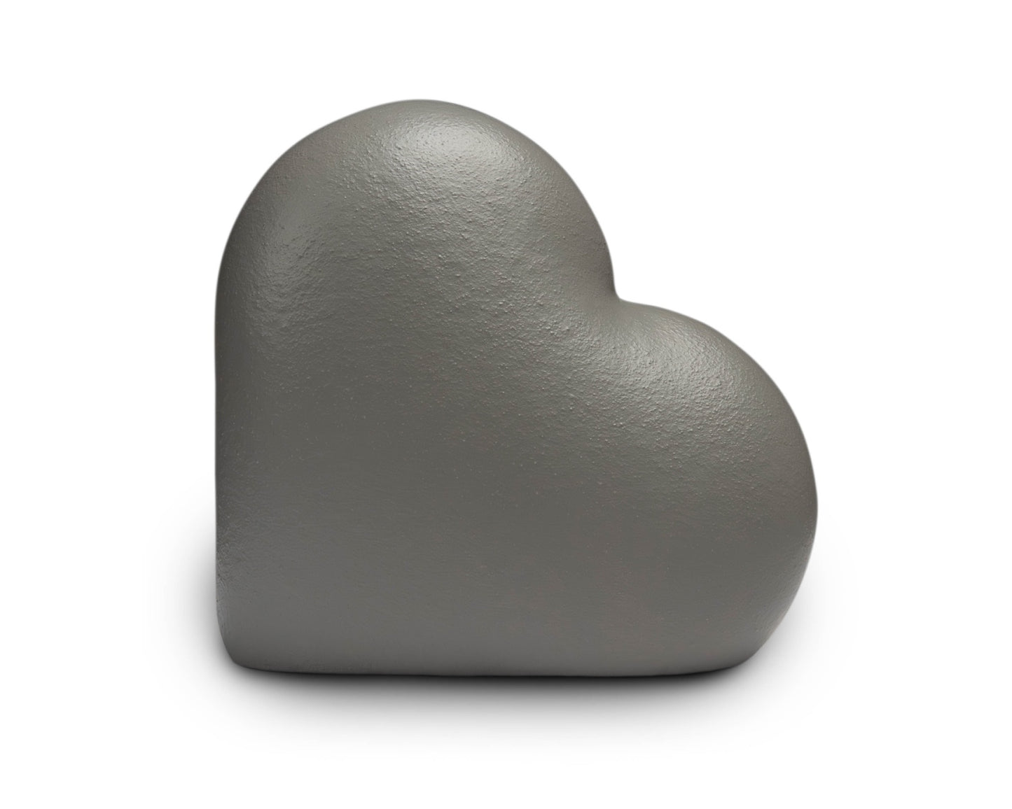 Vooraanzicht van de kleine grijze Heart urn – modern Nederlands design