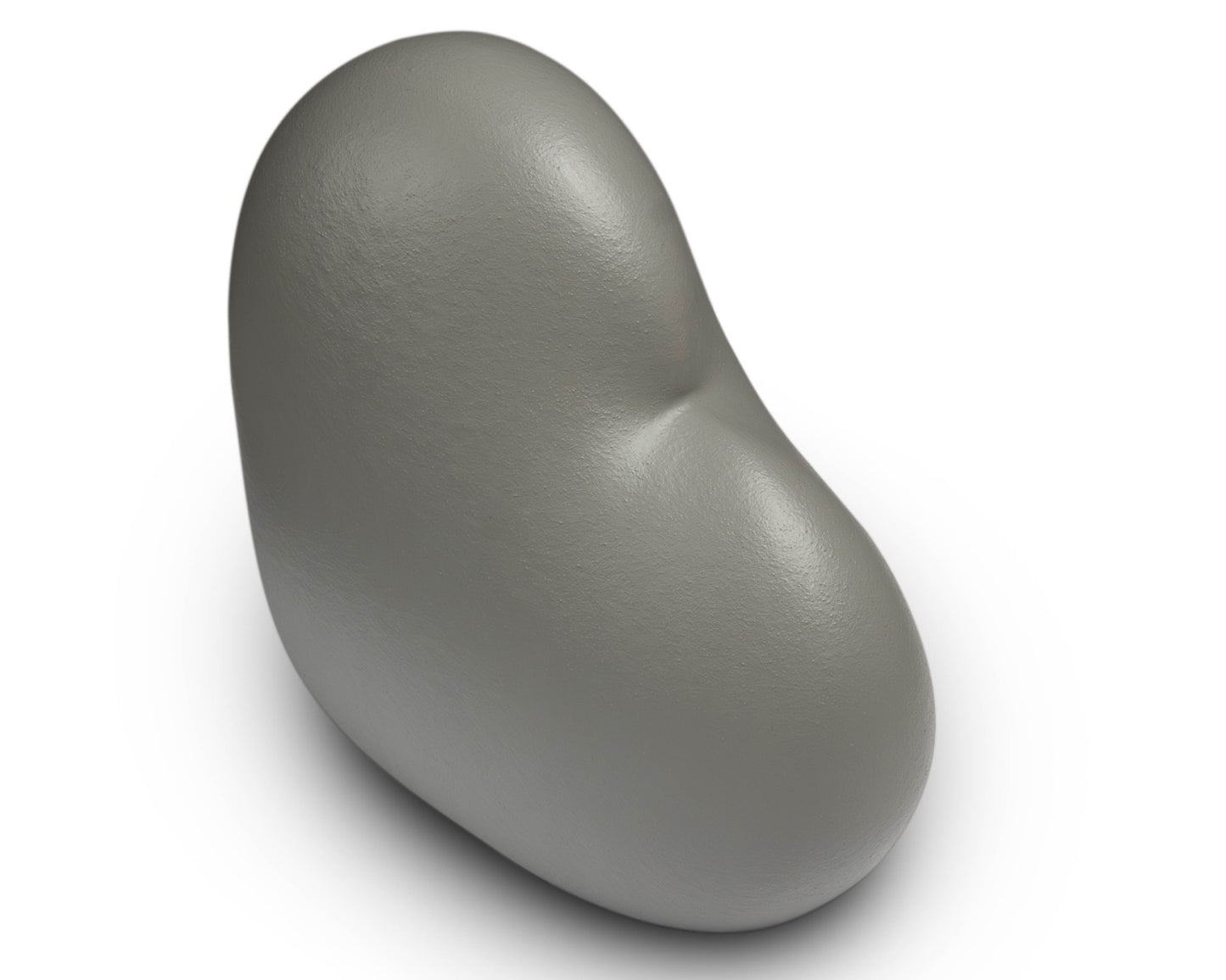 Zijaanzicht van de kleine grijze Heart urn – modern Nederlands design