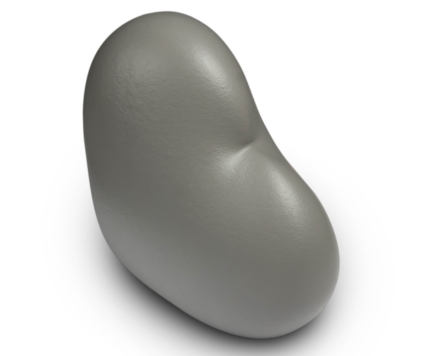 Zijaanzicht van de kleine grijze Heart urn – modern Nederlands design