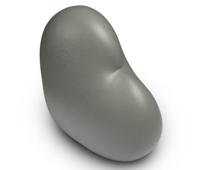 Zijaanzicht van de kleine grijze Heart urn – modern Nederlands design